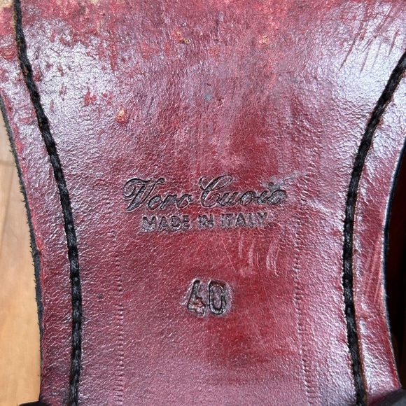 Vero Cuoio Made in Italy Men’s Shoes Glossy Black with Gold Emblem Size 40 - Picture 8 of 8